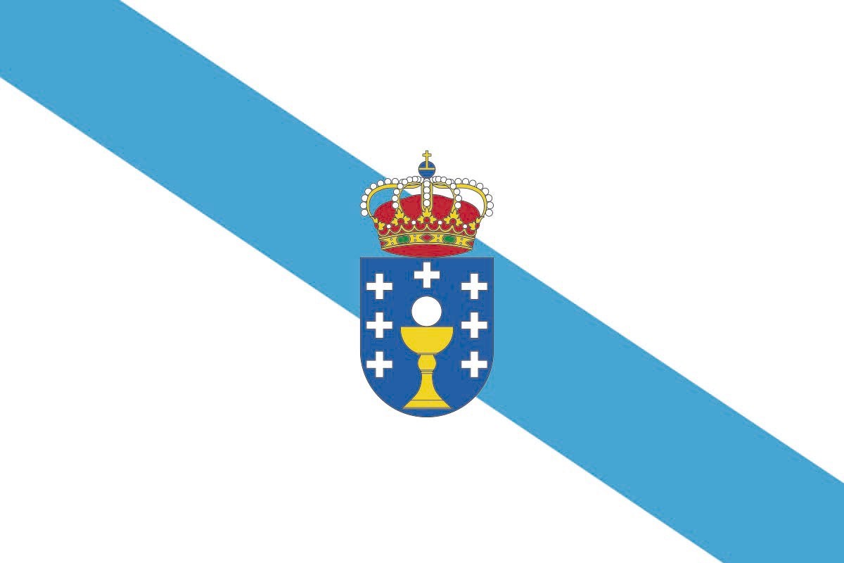 Bandera de Galicia con escudo de alta calidad para exterior Bandera de Galicia con escudo de alta calidad para exterior