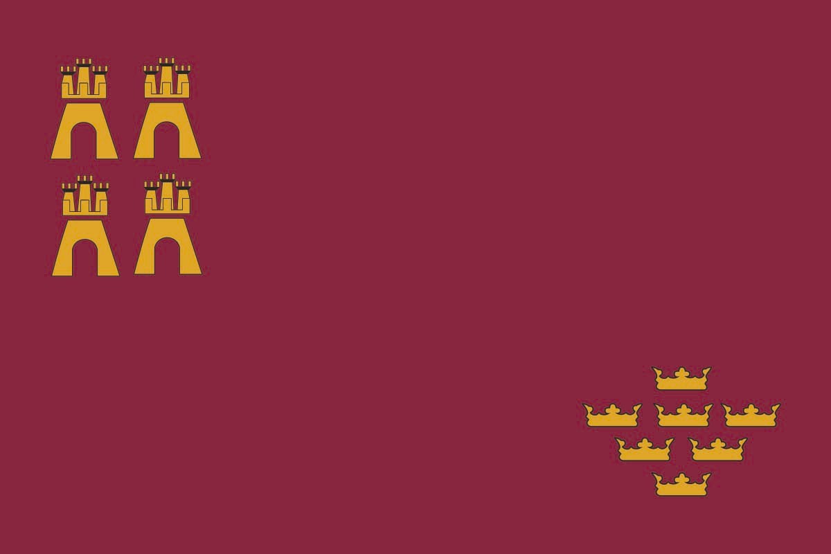 Bandera de Murcia con escudo de alta calidad para exterior Bandera de Murcia con escudo de alta calidad para exterior