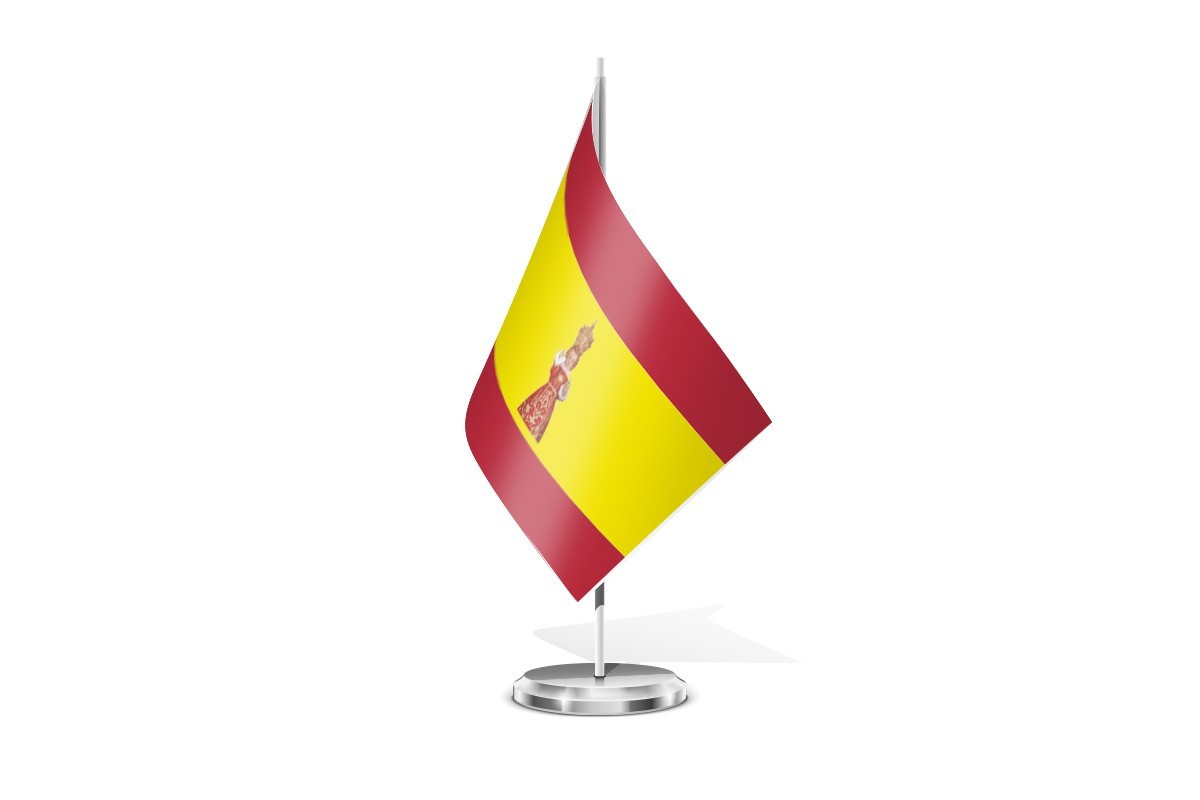 Bandera de mesa de España con niño de la bola