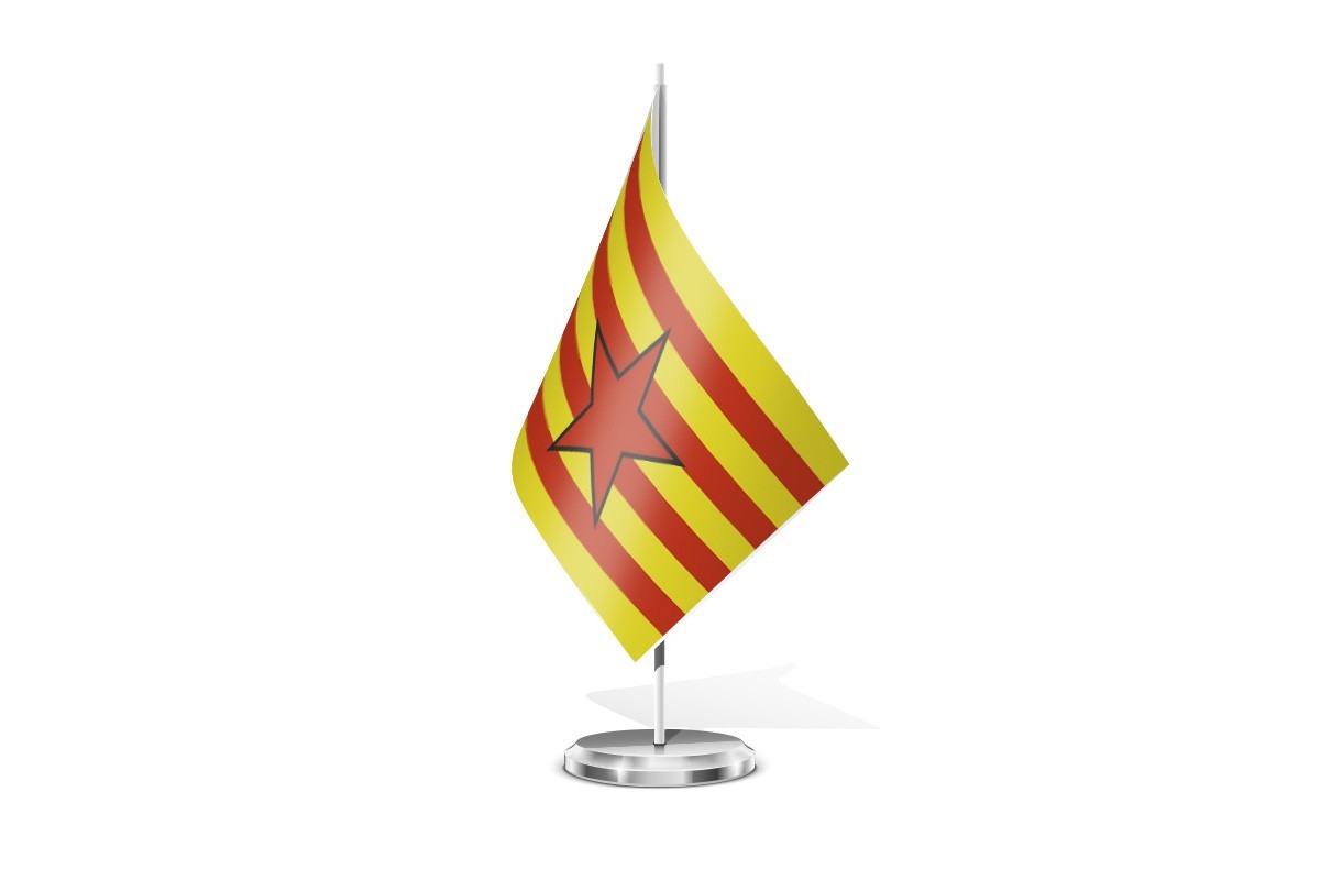 Bandera de mesa Aragón independentista con estrella roja