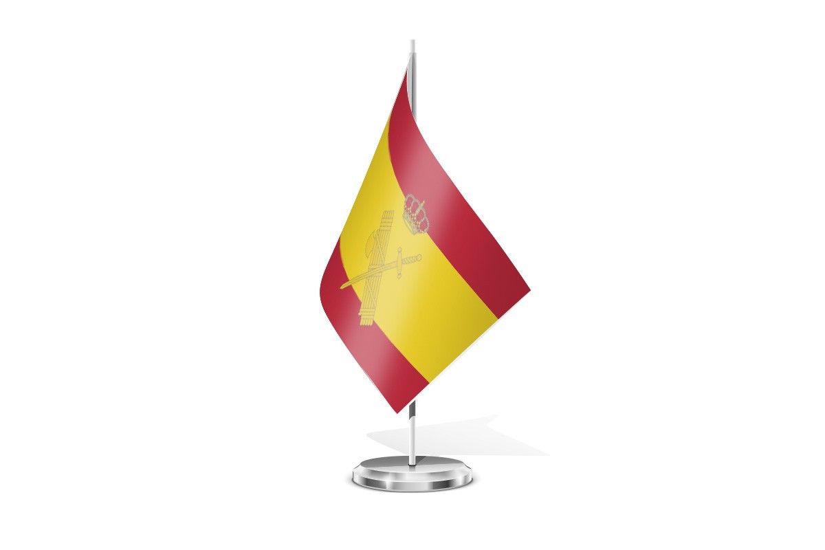 Bandera de mesa de España con escudo de la Guardia Civil