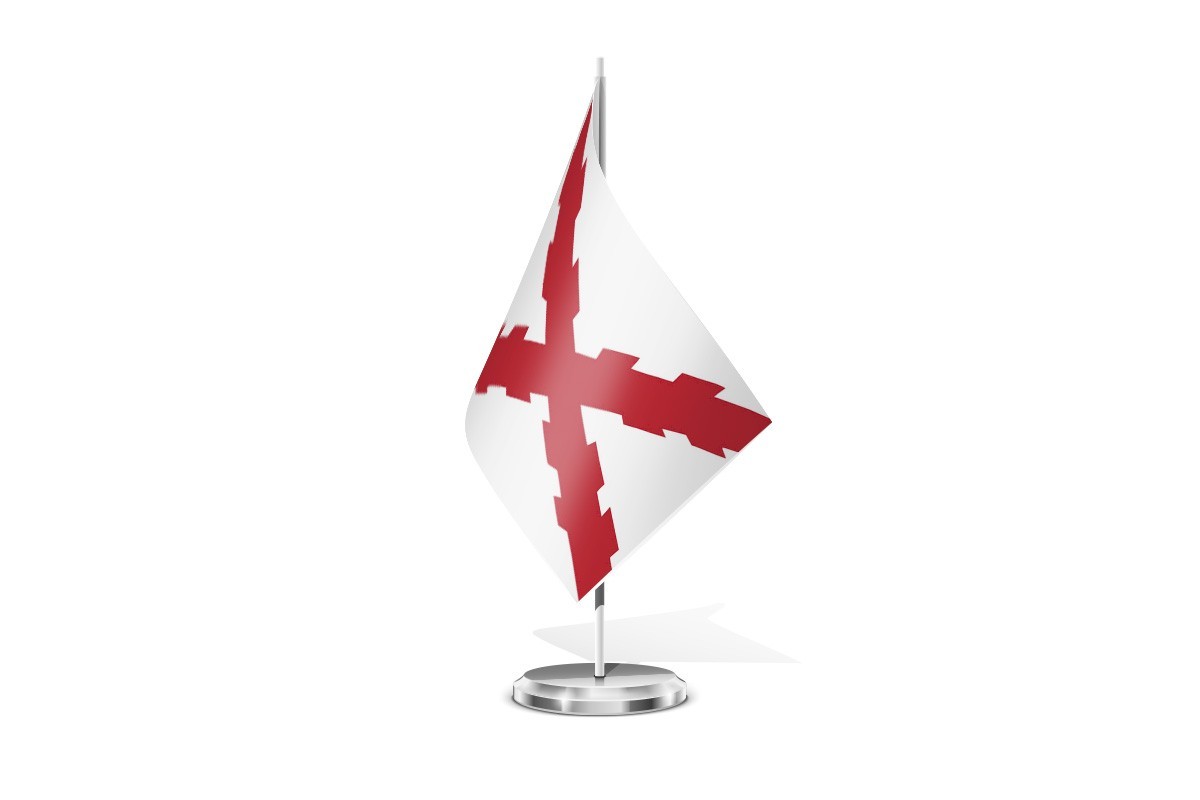 Bandera de mesa de la Cruz de San Andrés, Cruz Jerusalén o Borgoña