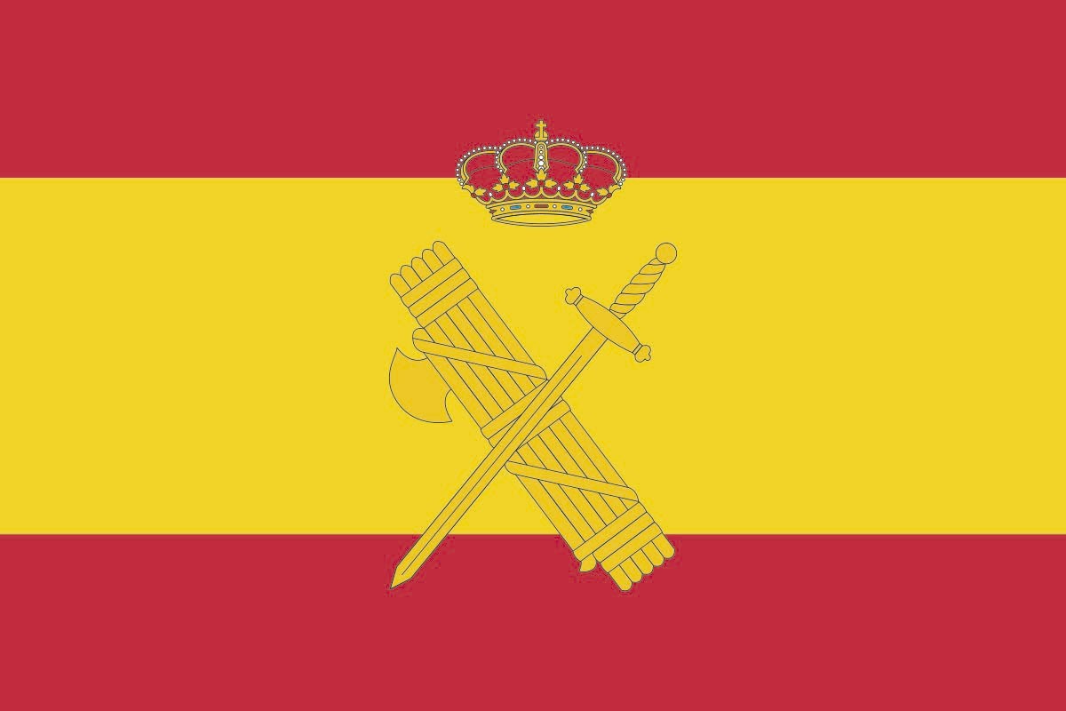 Bandera de mesa de España con escudo de la Guardia Civil Bandera de mesa de España con escudo de la Guardia Civil