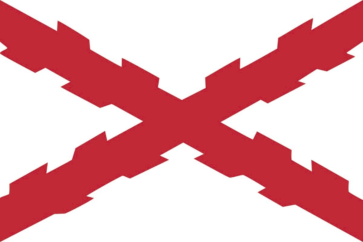 Bandera de mesa de la Cruz de San Andrés, Cruz Jerusalén o Borgoña