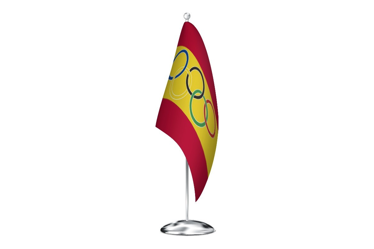 Bandera de despacho de España con aros olímpicos