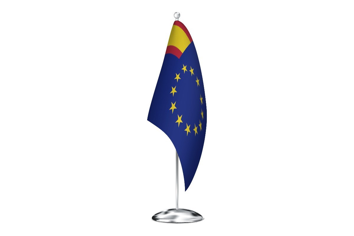 Bandera de despacho de Europa con España en la esquina