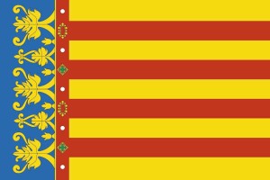 Bandera de Valencia con escudo de alta calidad para exterior 123