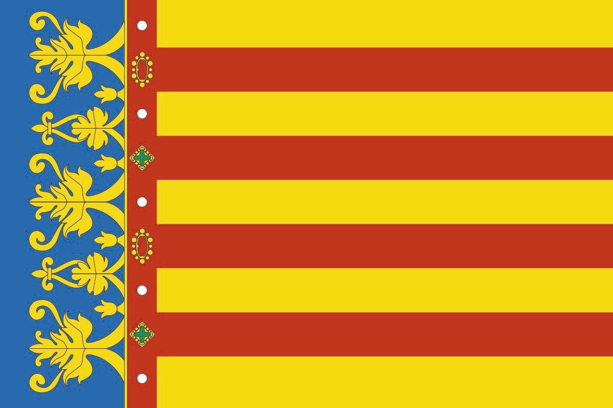 Bandera de Valencia con escudo de alta calidad para exterior Bandera de Valencia con escudo de alta calidad para exterior