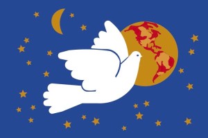 Bandera de despacho paloma de la paz con estrellas