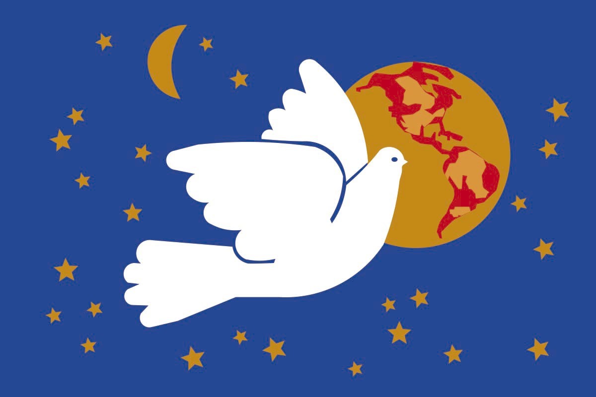Bandera de despacho paloma de la paz con estrellas