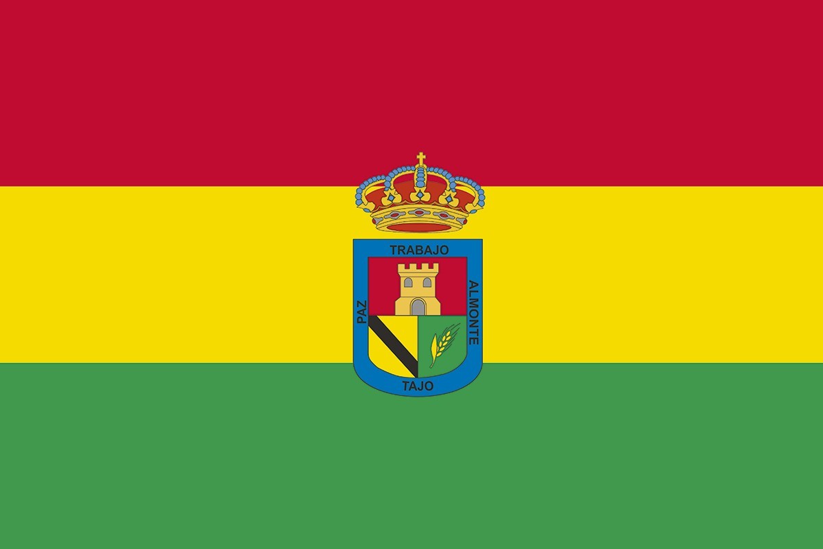 Bandera de Torrejón el Rubio de alta calidad para exterior Bandera de Torrejón el Rubio de alta calidad para exterior