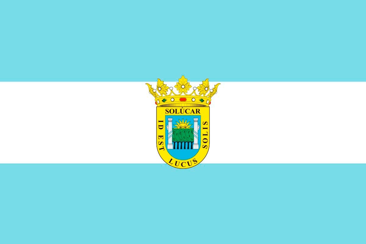 Bandera de Sanlúcar la Mayor de alta calidad para exterior Bandera de Sanlúcar la Mayor de alta calidad para exterior