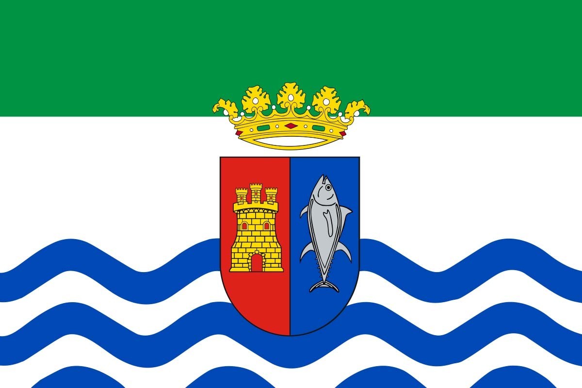 Bandera de Conil de la Frontera de alta calidad para exterior Bandera de Conil de la Frontera de alta calidad para exterior