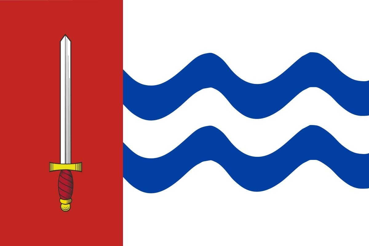 Bandera de San Miguel de Bernuy de alta calidad para exterior