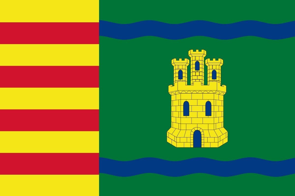 Bandera de Alcolea de Cinca de alta calidad para exterior Bandera de Alcolea de Cinca de alta calidad para exterior