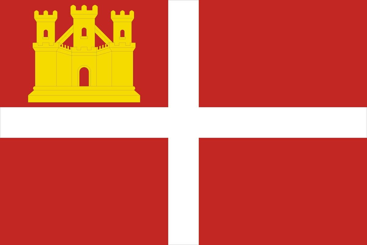 Bandera de Alcázar de San Juan de alta calidad para exterior