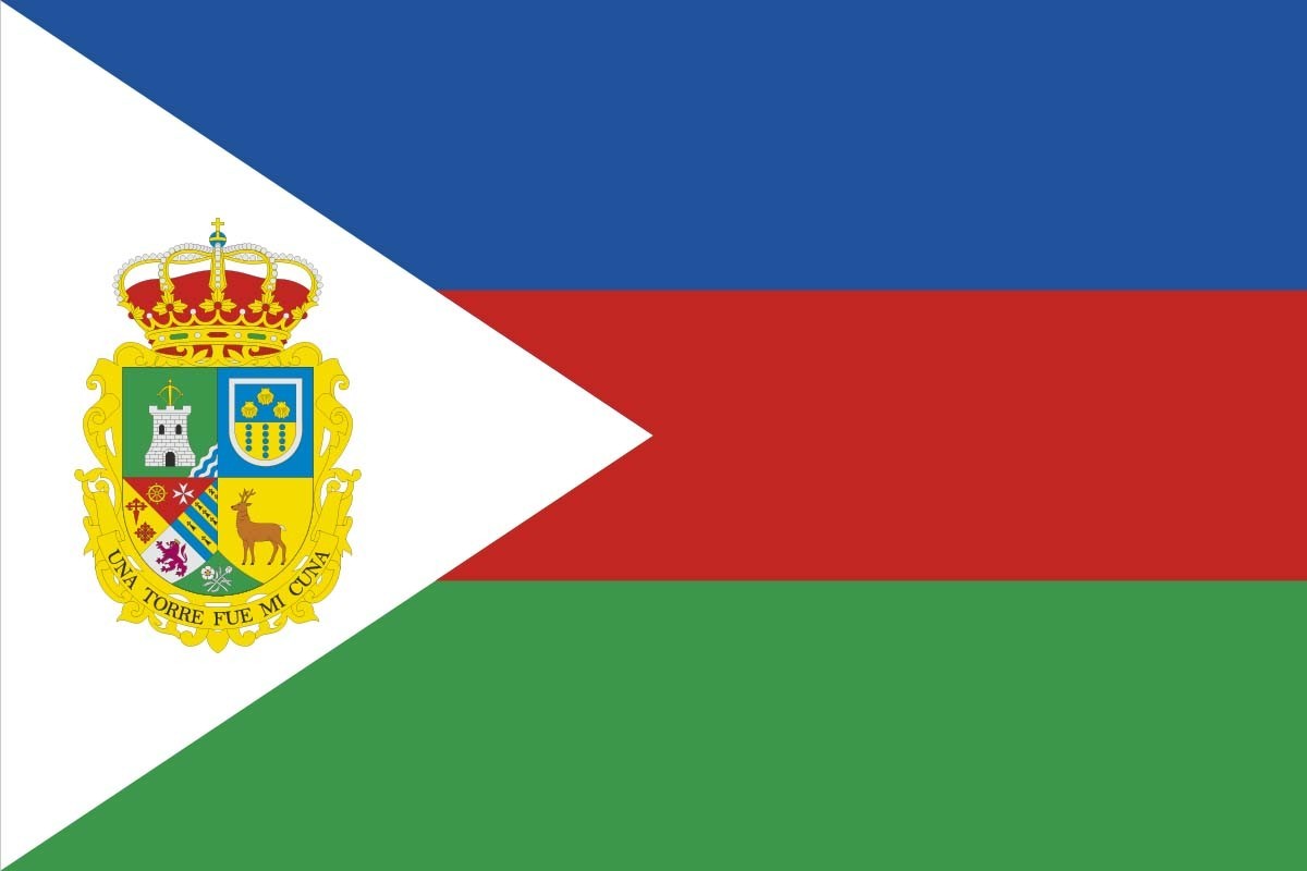 Bandera de Alcaudete de la Jara de alta calidad para exterior Bandera de Alcaudete de la Jara de alta calidad para exterior