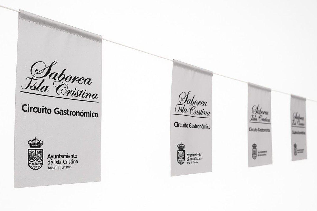 Banderines de fiesta en textil personalizado en cuerda de 10m