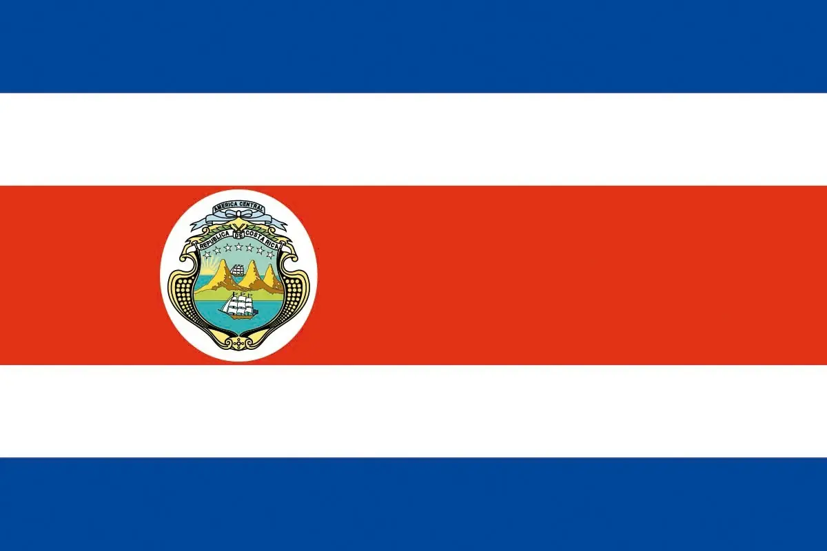 Bandera de Costa Rica con escudo de alta calidad para exterior Bandera de Costa Rica con escudo de alta calidad para exterior
