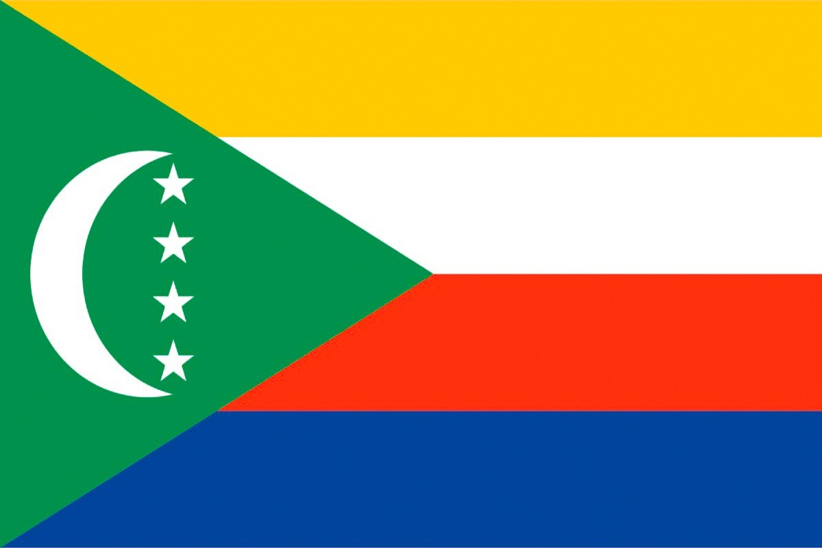 Bandera de Comoras con escudo de alta calidad para exterior Bandera de Comoras con escudo de alta calidad para exterior