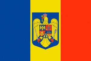 Bandera de Rumanía con escudo de alta calidad para exterior 123