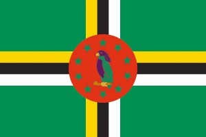 Bandera de Dominica con escudo de alta calidad para exterior 123