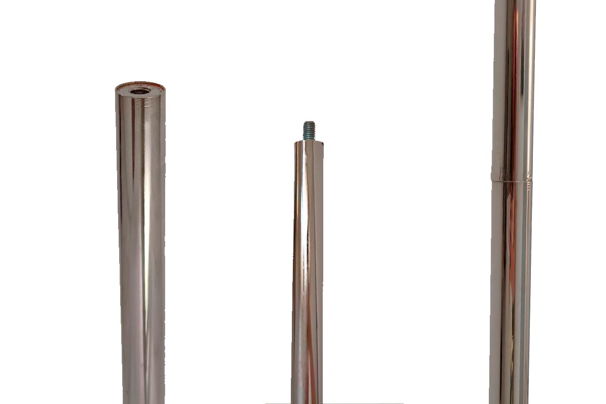 Mástil de metal cromado con punta de lanza y base para despacho Mástil de metal cromado con punta de lanza y base para despacho