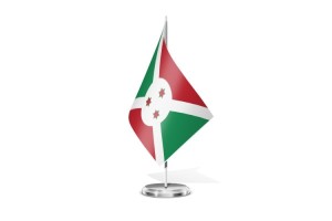 Bandera de mesa de Burundi con escudo 123