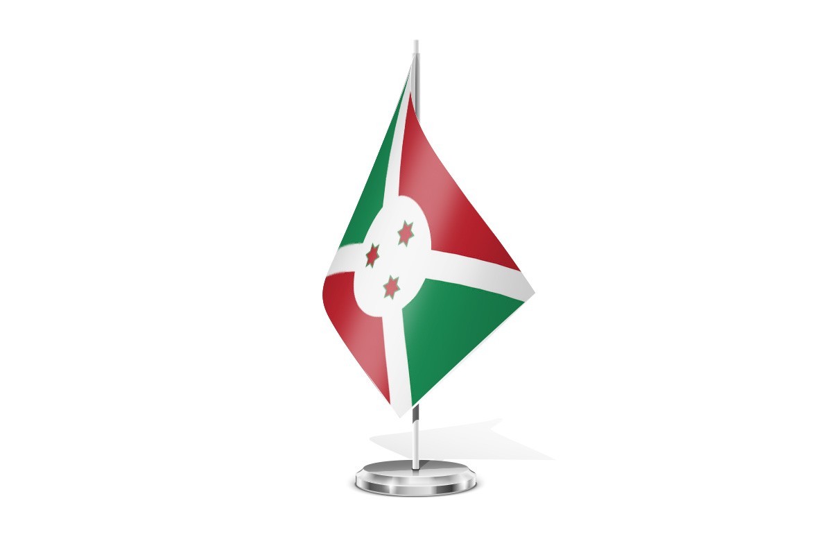 Bandera de mesa de Burundi con escudo