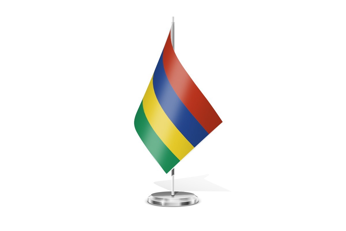 Bandera de mesa de Mauricio sin escudo