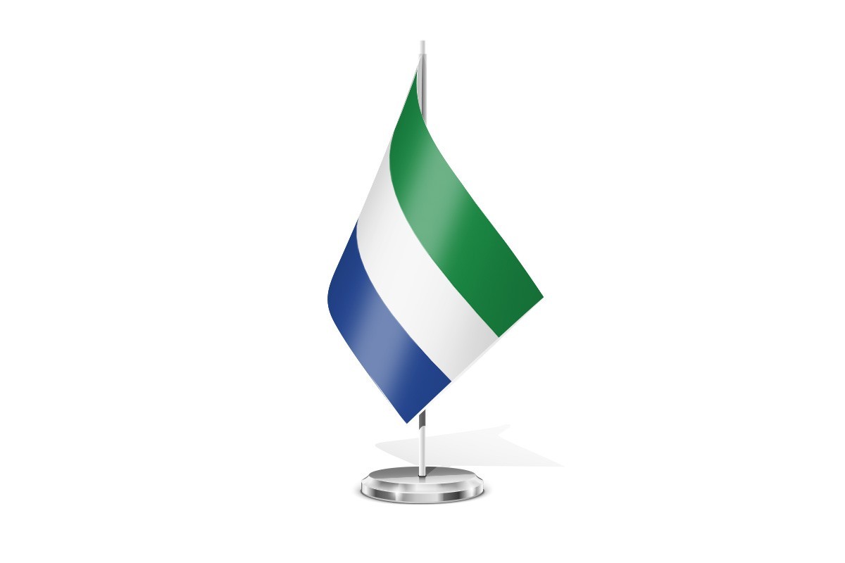 Bandera de mesa de Sierra Leóna sin escudo