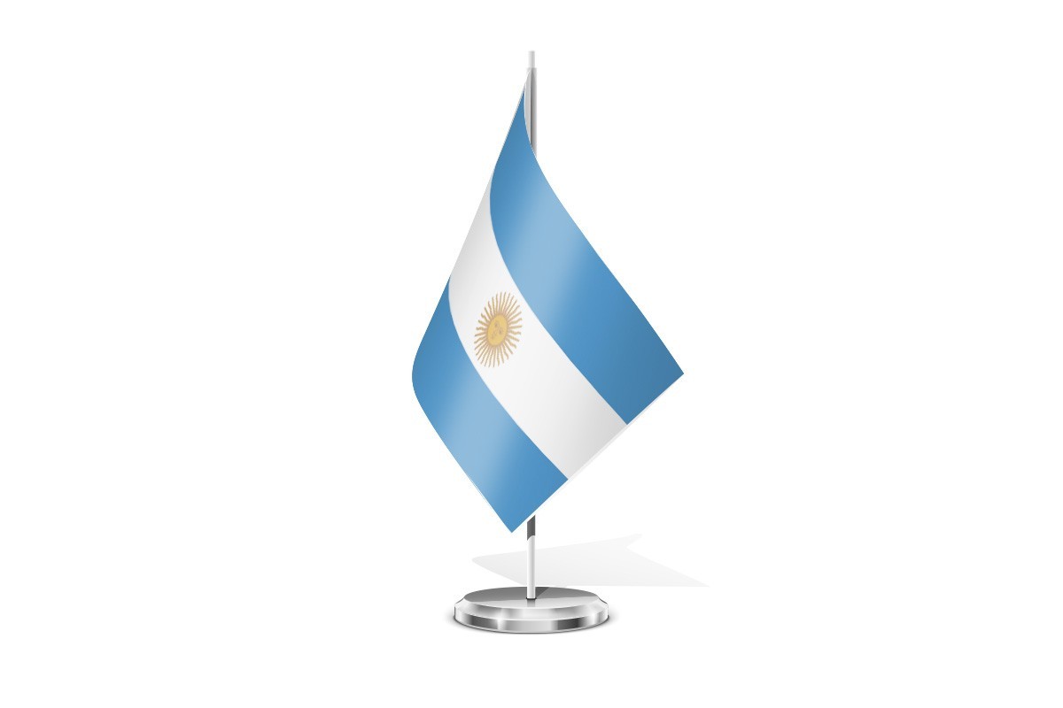 Bandera de mesa de Argentina con escudo