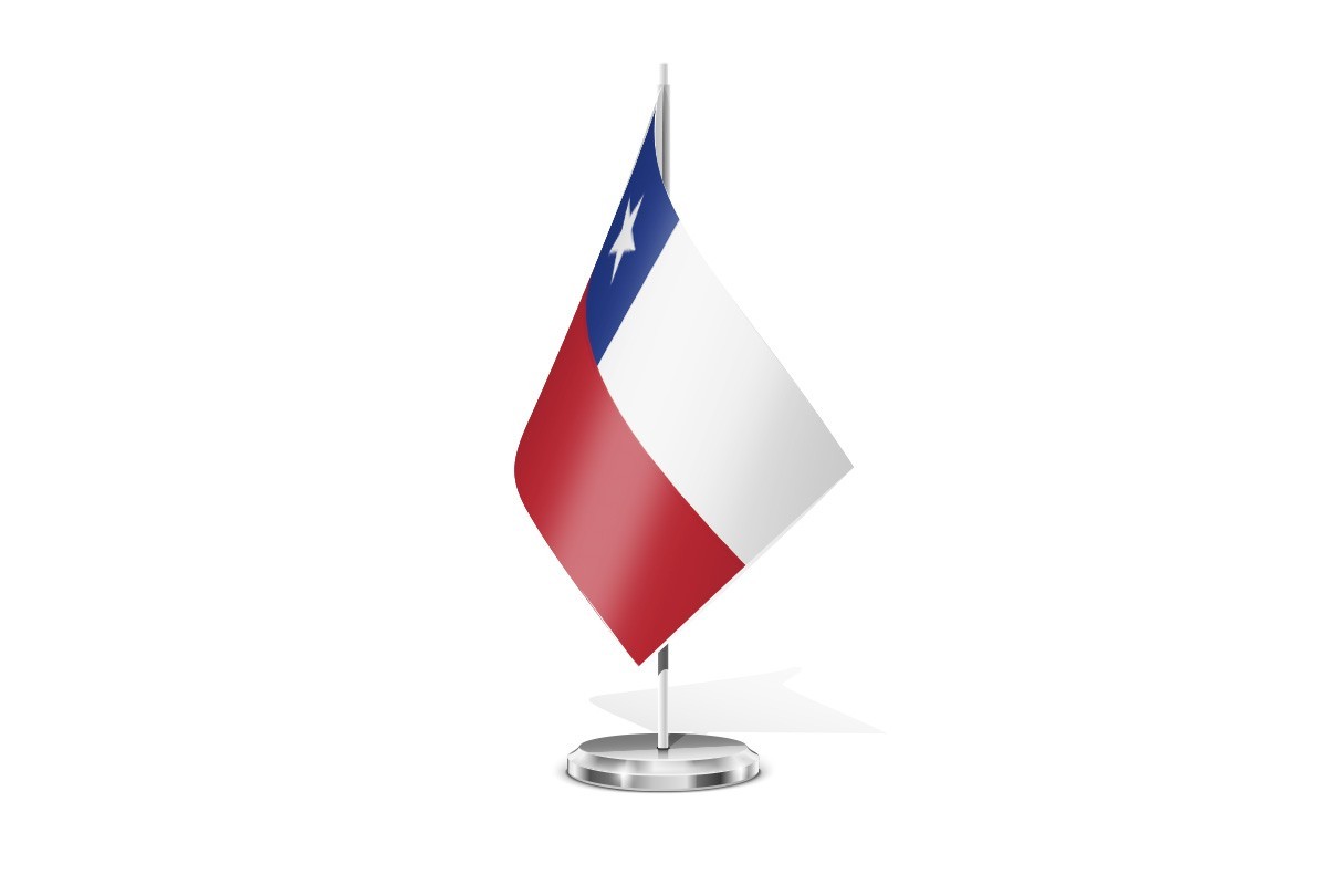 Bandera de mesa de Chile con escudo