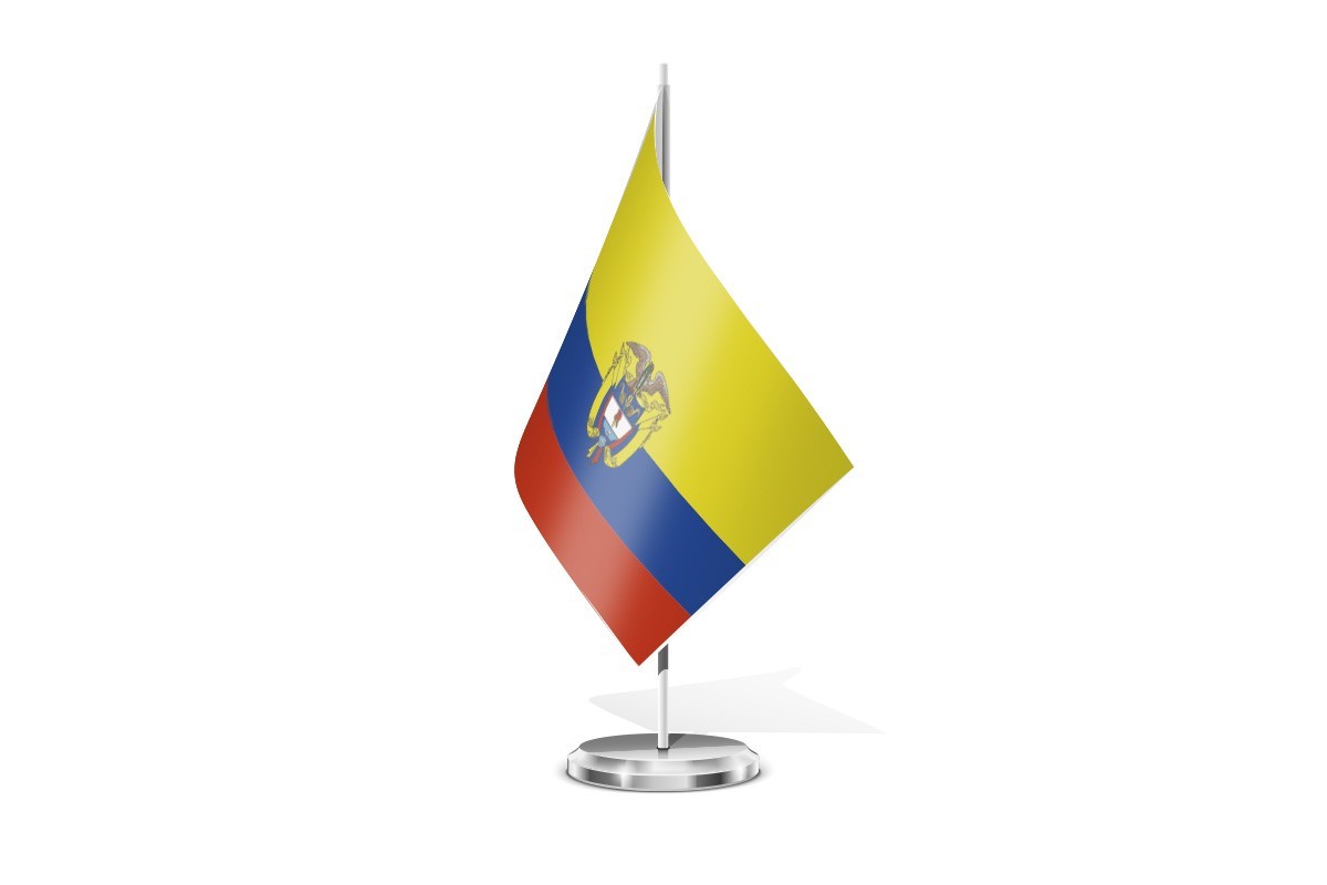 Bandera de mesa de Colombia con escudo