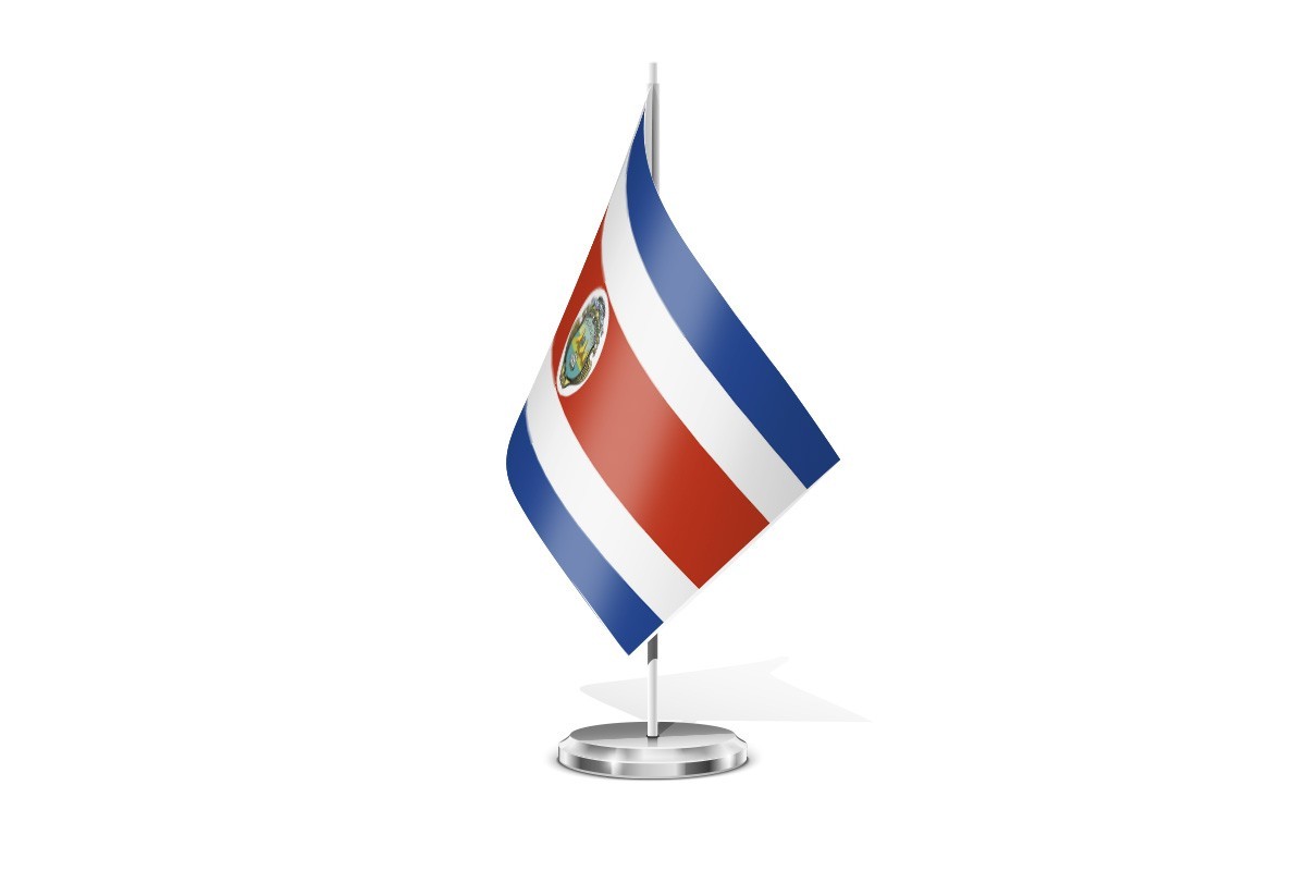 Bandera de mesa de Costa Rica con escudo