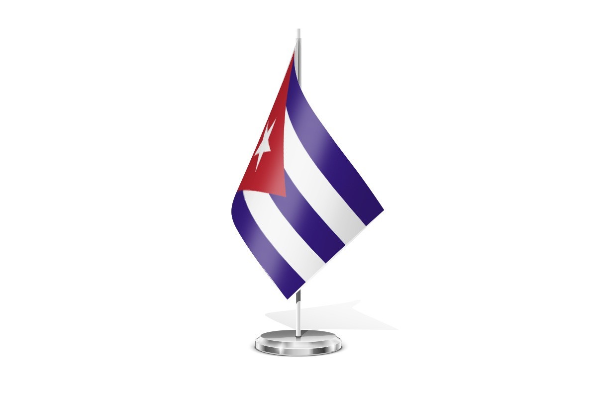 Bandera de mesa de Cuba con escudo