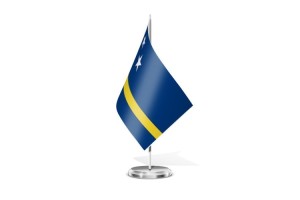 Bandera de mesa de Curazao con escudo 123