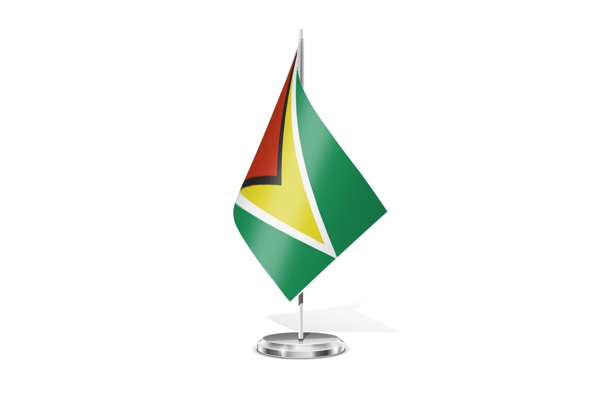 Bandera de mesa de Guayana con escudo