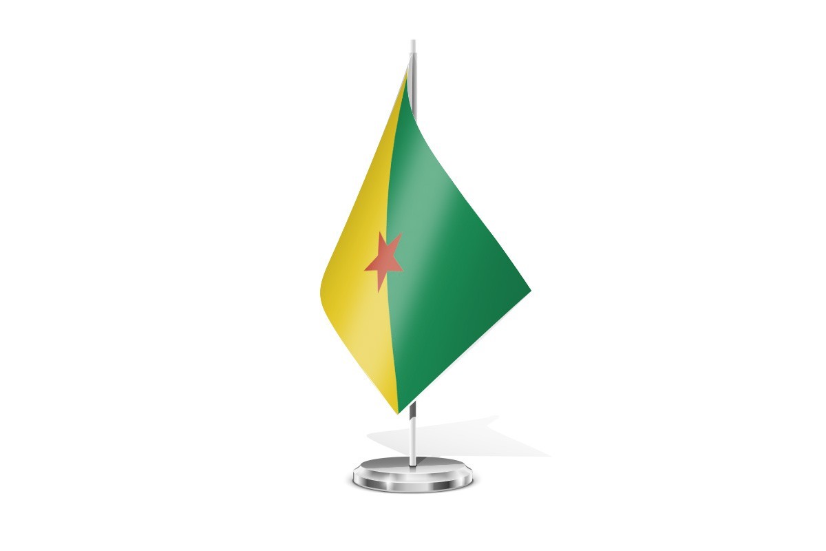 Bandera de mesa de Guayana Francesa con escudo