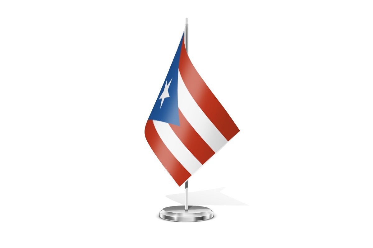 Bandera de mesa de Puerto Rico con escudo