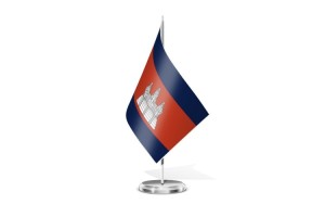 Bandera de mesa de Camboya con escudo 123