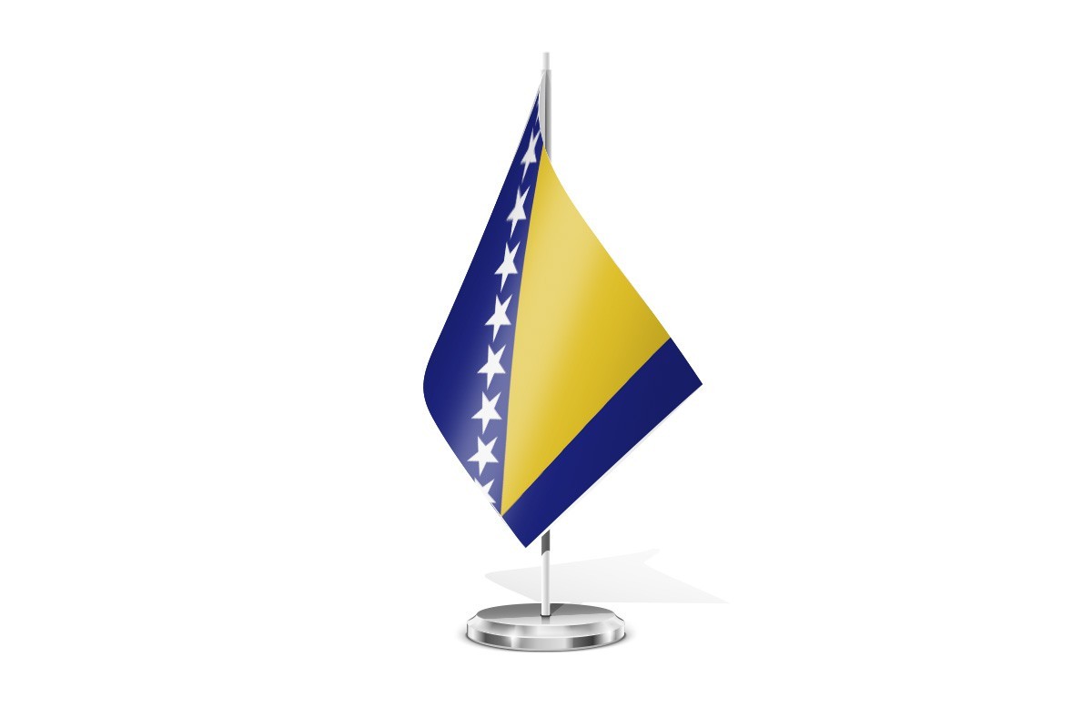 Bandera de mesa de Bosnia y Herzegobina con escudo
