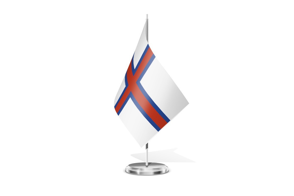 Bandera de mesa de Islas Feroe con escudo