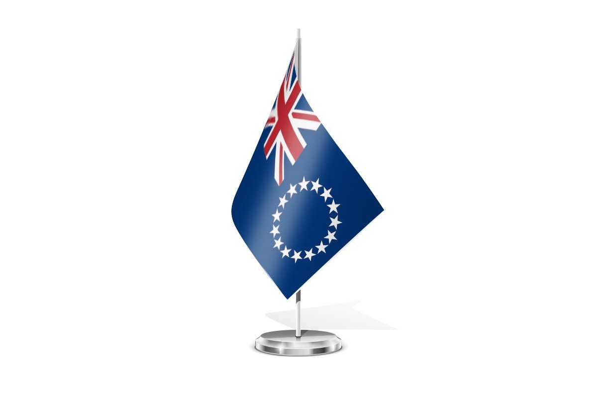 Bandera de mesa de Islas Cook con escudo