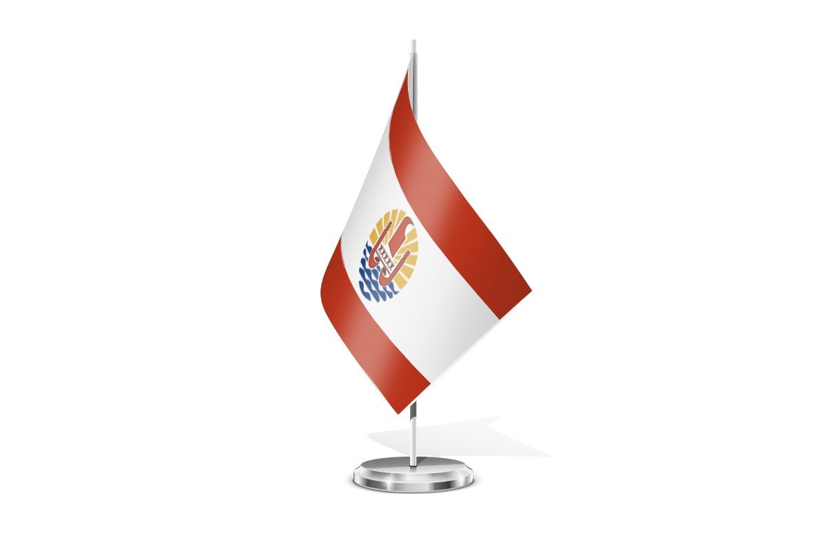 Bandera de mesa de Polinesia Francesa con escudo