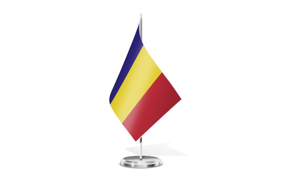 Bandera de mesa de Andorra sin escudo