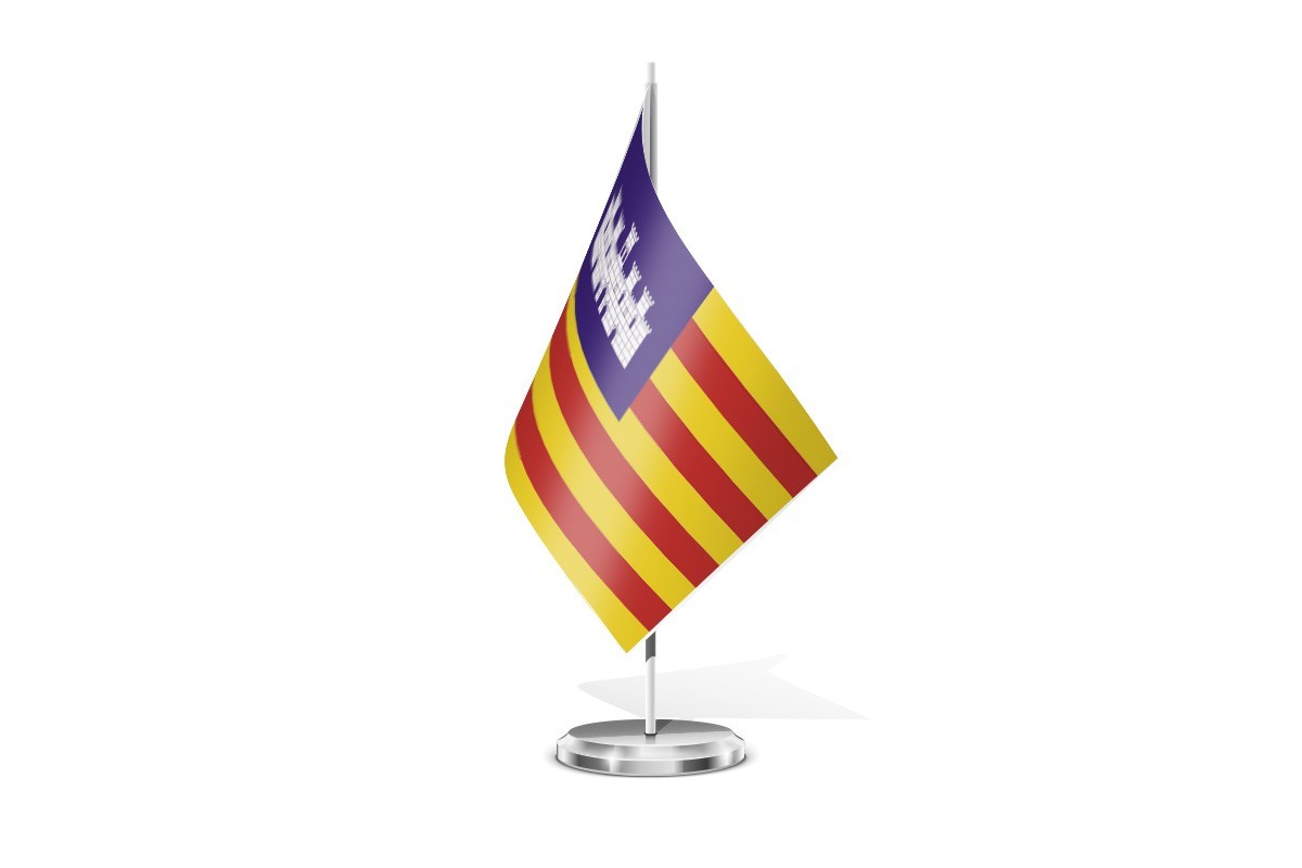 Bandera de mesa de Baleares con escudo