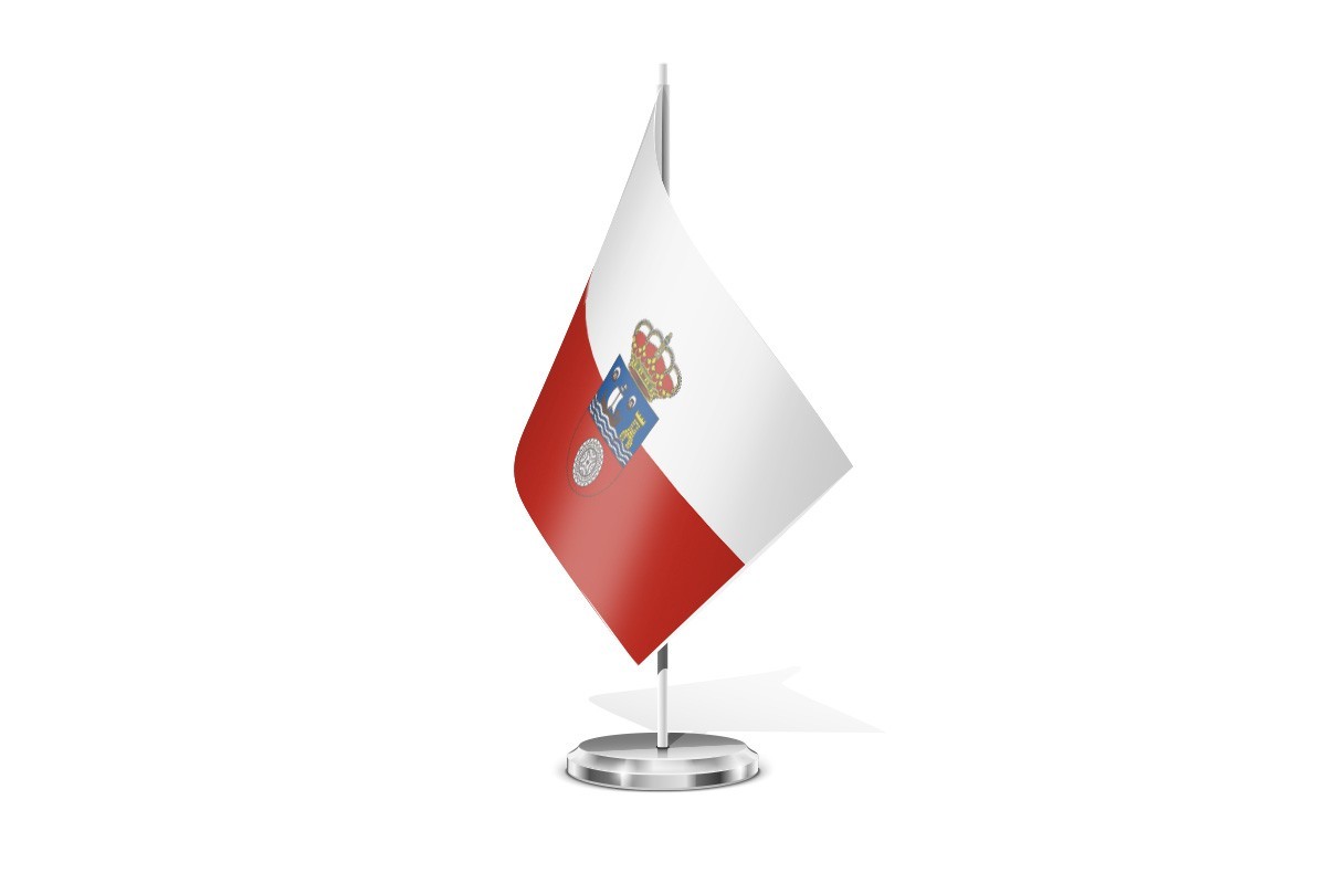 Bandera de mesa de Cantabria con escudo