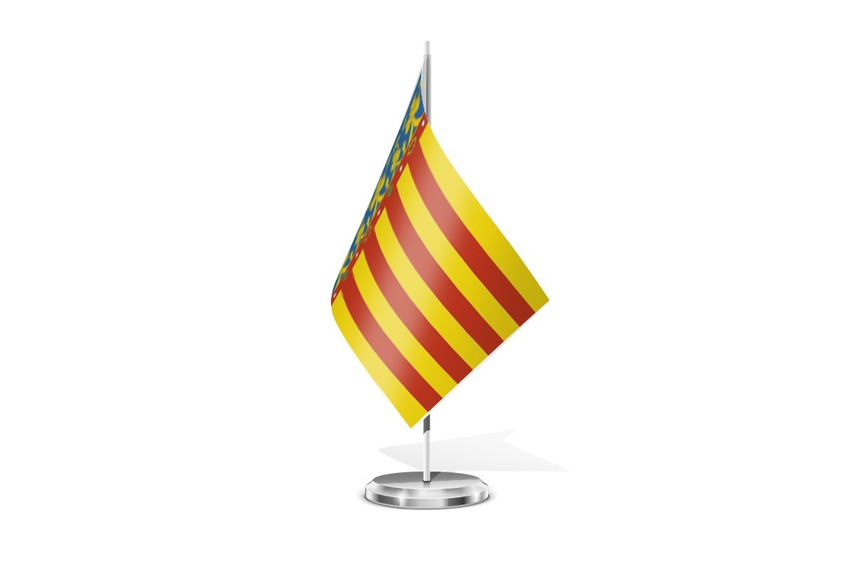 Bandera de mesa de Valencia con escudo