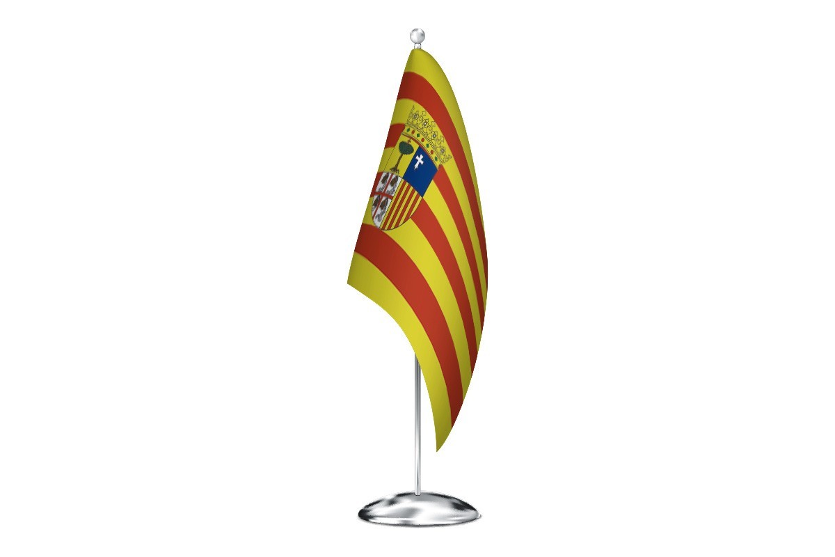 Bandera de despacho de Aragón con escudo de alta calidad